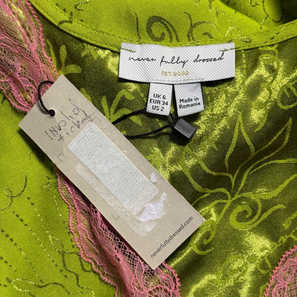 Never Fully Dressed Size US 2 / UK 6 / EU 34 Green Pink Safari Thea Mini Dress - Picture 6 of 11
